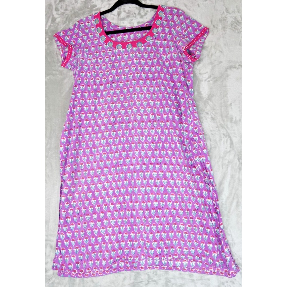 Indian Kurta Tunic Dress Womens Cotton Floral Mirror Festival Ethnic Boho S/M‎